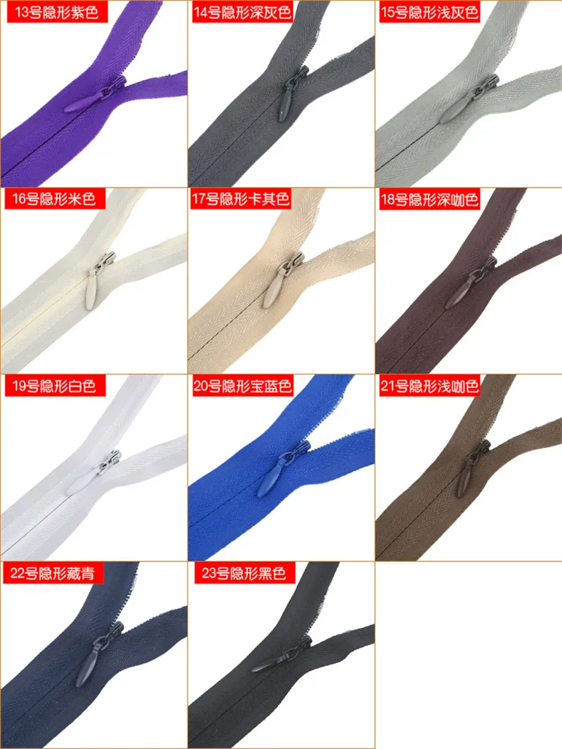 Invisible Tailor Zippers DIY Nylon Coil Zipper For Sewing Clothes Accessory deslizadores de cremalleras 50cm bright colored