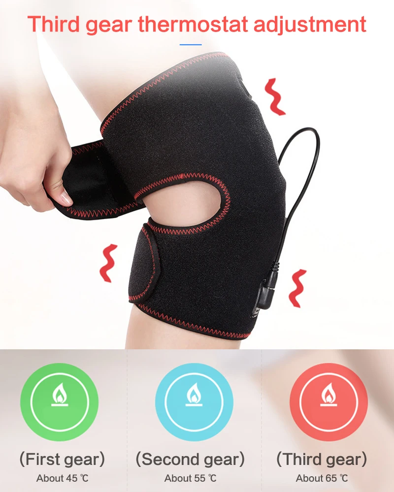 

Heating Knee Pads USB Charging Sports Kneepad Heat Protective Gear Support Fitness Basketball Volleyball Brace Protector