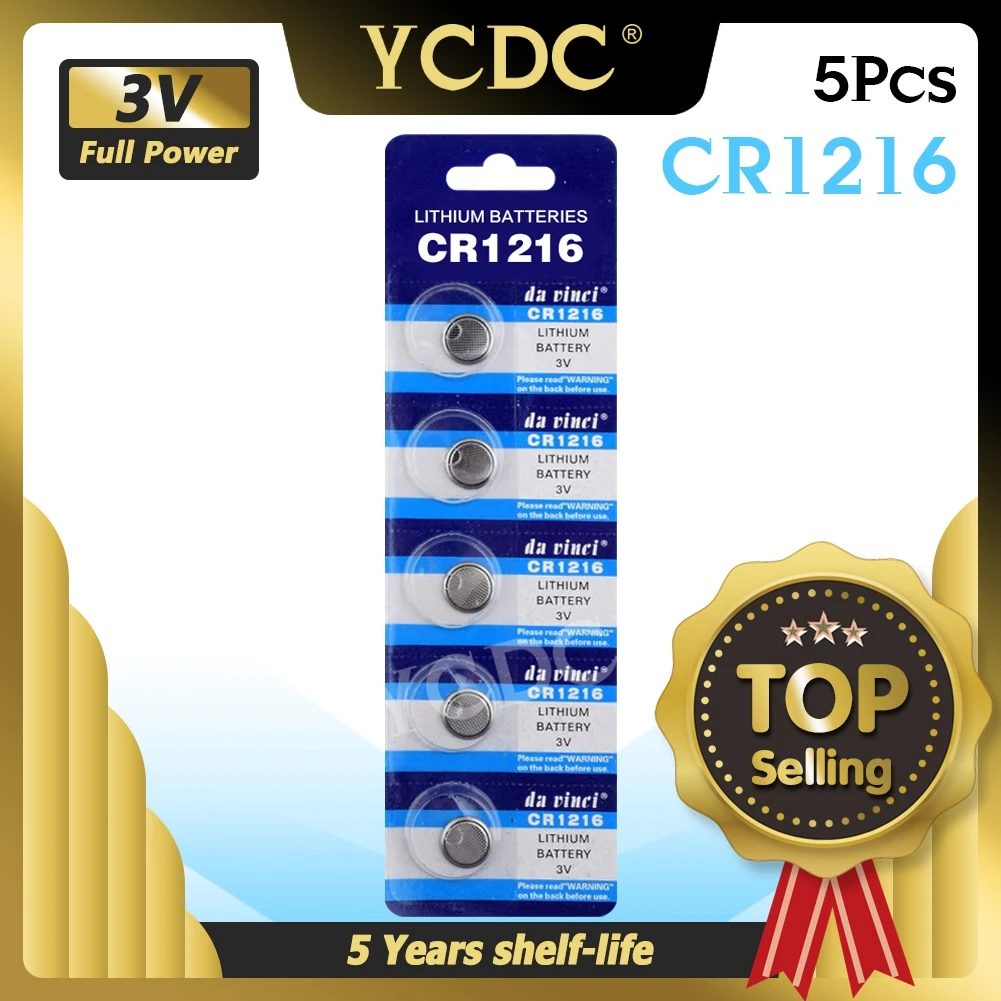 5 шт. кнопочные батарейки CR1216 1216 DL1216 BR1216 ECR1216 5034LC LM1216 литий ионные 3 в для часов и