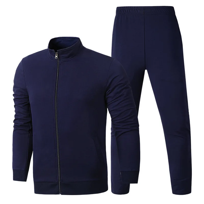 

2019 Autumn Two Piece New Men's Casual Suit Long Sleeved Trousers Autumn Men's Running Sports Suit Men's Cardigan Without Cap