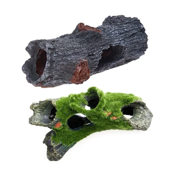 

1pcs Aquarium Resin Mountain View Moss Tree House Cave Fish Tank Ornament & 1pcs Aquarium Decoration Cave Artificial Wood Tree T