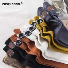 Теплые смешные носки Харадзюку, корейские милые носки ручной работы с вышивкой животных, женские креативные Носки ярких цветов, Chaussette