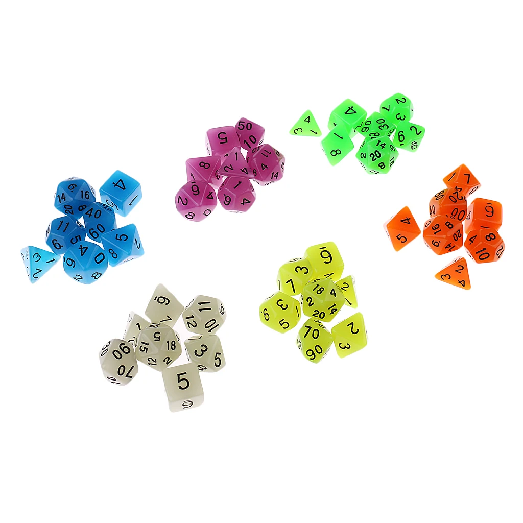 42 шт многогранные D4-D20 игральные кости в 6 цветах для подземелий и Драконов