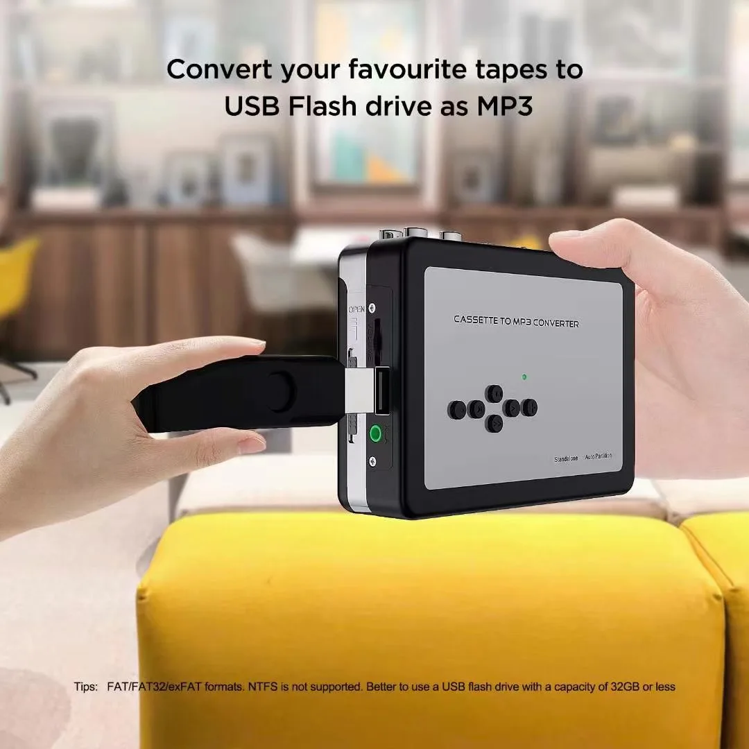 Lecteur de cassette portable, enregistreur de musique audio autonome,  convertisseur de cassette vers MP3, sauvegarde dans la clé USB - AliExpress