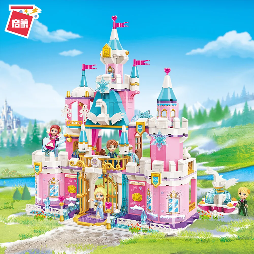 801pcs Princess Leah Snow Swan Castle Fit  Friends Set Mini figures Educational Building Blocks Toys Creative Girls