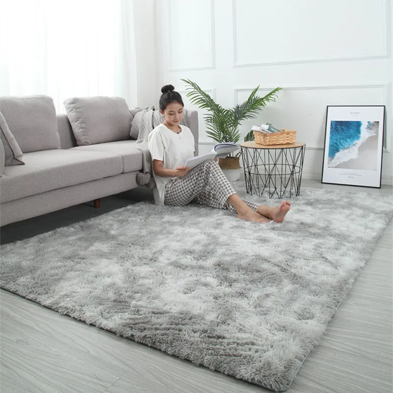 

New Arrival Bedroom bedside carpet living room Nordic minimalist home ins net red tie-dye mat thicken encryption tie-dye rug