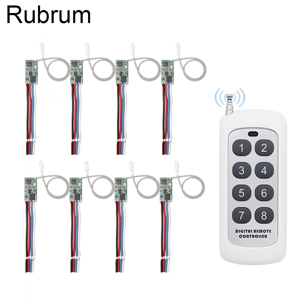 Rubrum Wireless 433MHz Remote Control DC 6V 12V 24V Mirco Switch Receiver  Module and 433 mhz Long Range Transmitter Light on/off