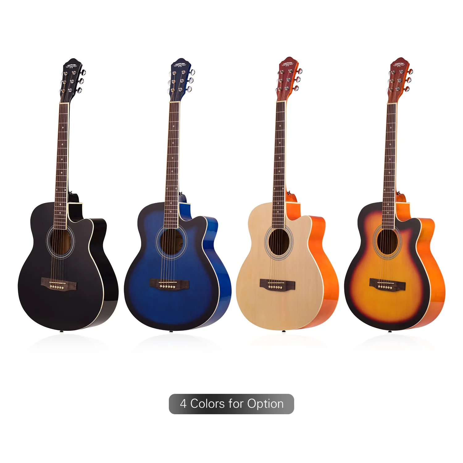 40 дюймов Cutaway акустическая народная гитара 6 струн Липа с ремешком Gig Bag Capo медиаторы