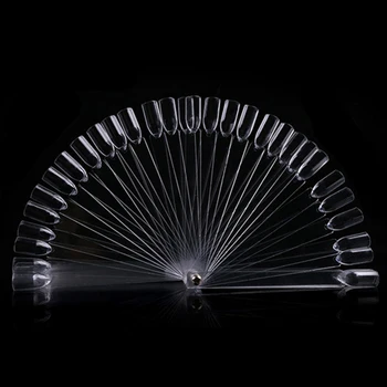 

Clear False Nails Fan Style Practice Display Natural Black Transparent Sticks Polish Display Acrylic Tips For Gel Tools Color