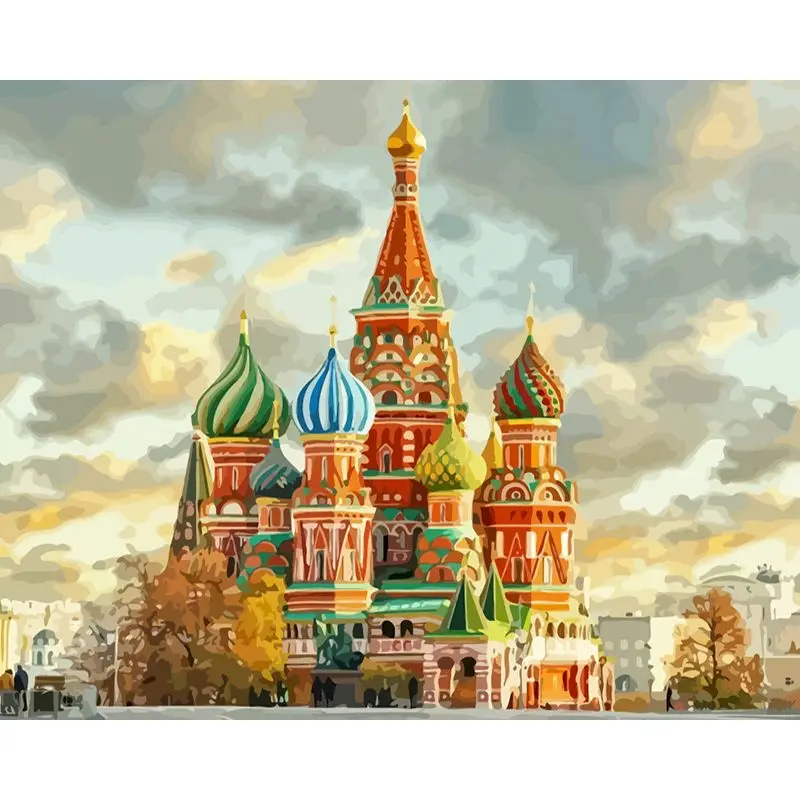 

GATYZTORY Frame Diy Painting By Numbers Fairytale Castle Landscape Coloring By Numbers Diy Gift For Home Decors