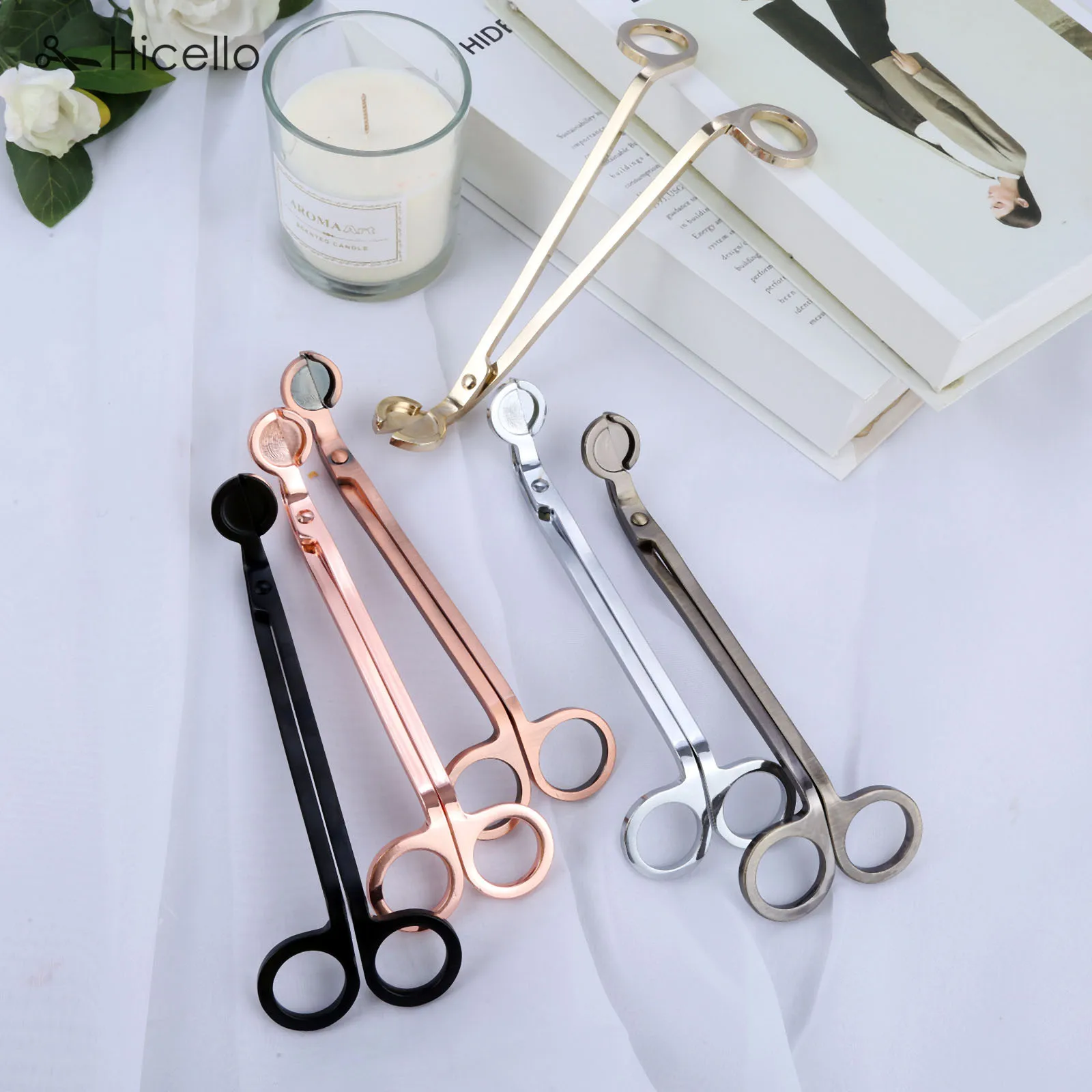Candle Wick Trimmer Stainless Steel Candle Scissors Trim Wick Cutter  Snuffer Round Head 18cm Black Rose Gold Silver - AliExpress