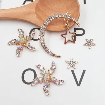 

Popular Ornament Star Moon Starfish Flower Cell Phone Shell Accessories DIY Stick-on Crystals Accessories