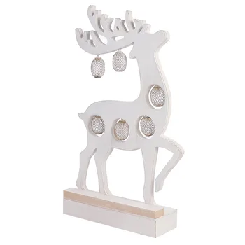 

1Pc Christmas Elk Ornament Wooden Elk Shaped Desktop Decoration Festive Decor