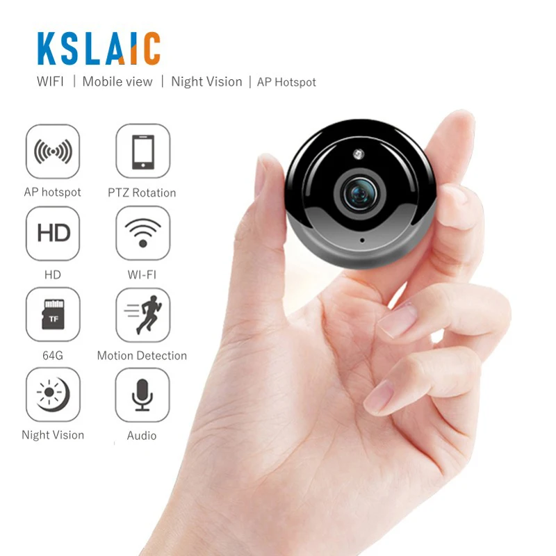 KSLAIC Mini Wifi IP Camera 2.0MP Wireless Small CCTV IR Night Vision Motion Detection Home Security Surveillance Micro Ip Camera