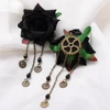 Gothic Dangle Earrings Medieval Retro Vampire Exaggerated Red Rose Gear Pendant Ear Drop Earrings Women Party Costume Jewelry 3