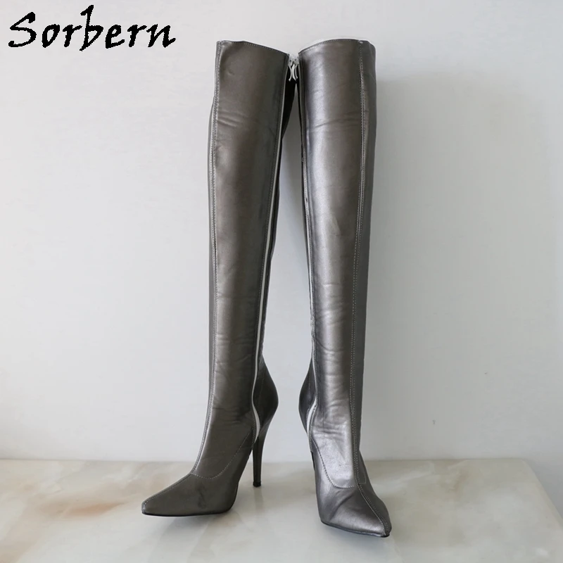 Sorbern Custom Wide Calf Boots Knee High Big Size 46 Pointy Toes Sexy Fetish