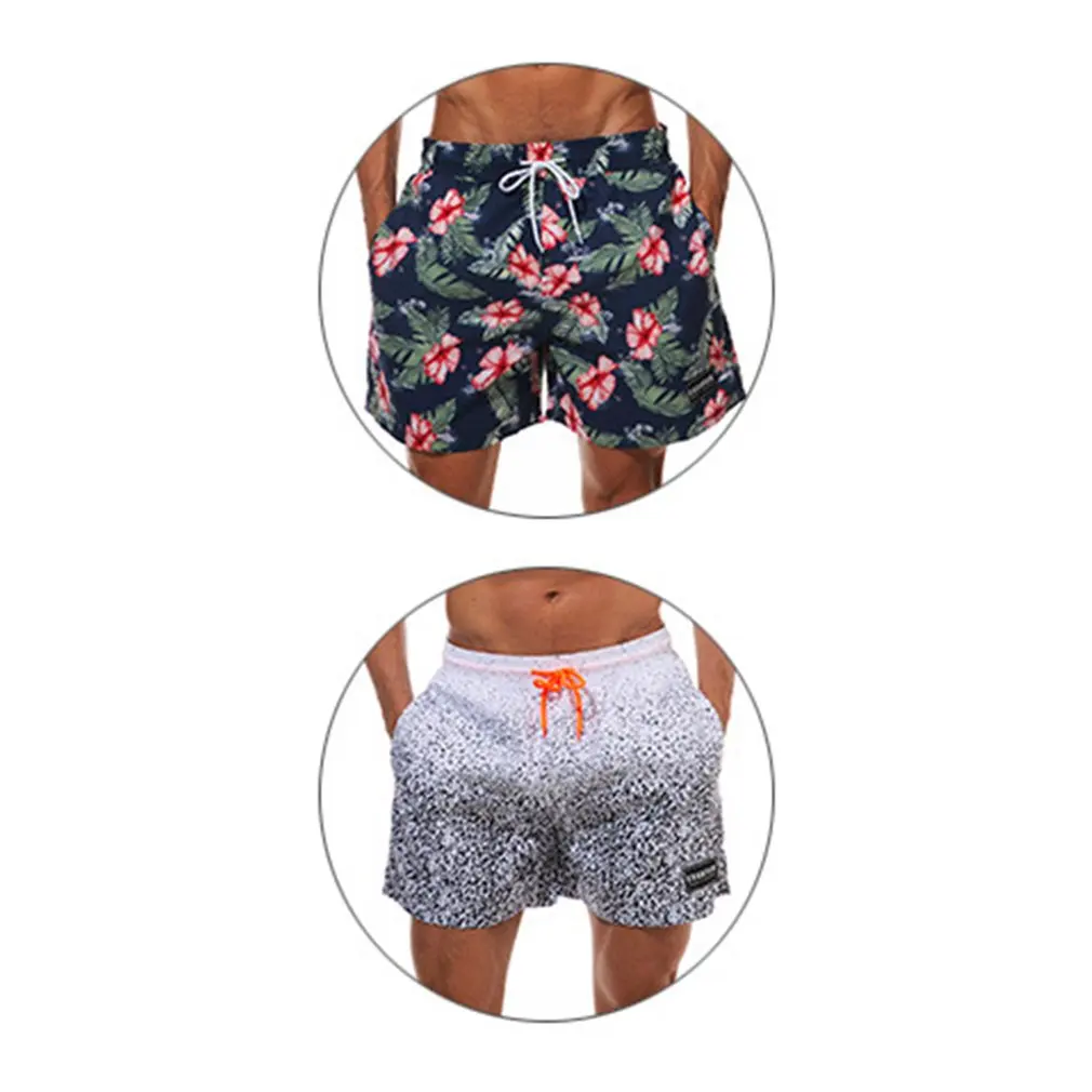 Мужские быстросохнущие летние пляжные шорты с цветочным принтом, Повседневные Дышащие мужские спортивные шорты для бега, спортзала