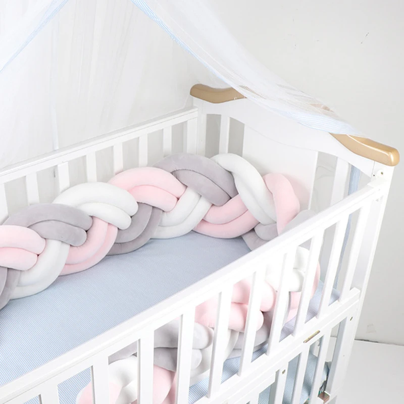

1PC 1M/2M/3M/ Newborn bed bumper long knotted 6 braid pillow baby bed bumper knot crib infant room decor baby room decor