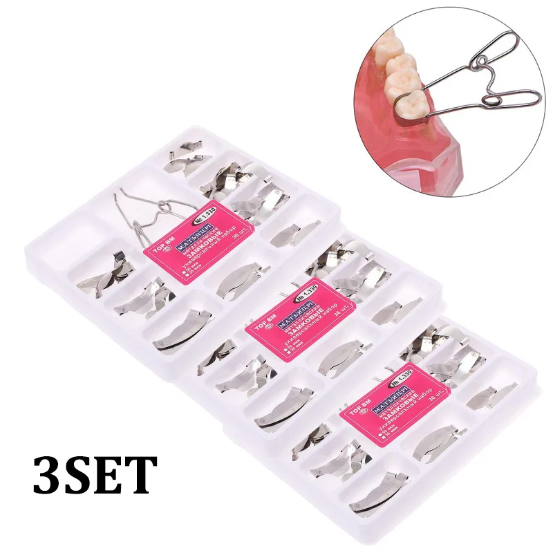 10set/3set/1set Dental Saddle Contoured Metal Matrices Matrix Universal Kit with Spring Clip 36pcs 1330 | Красота и здоровье