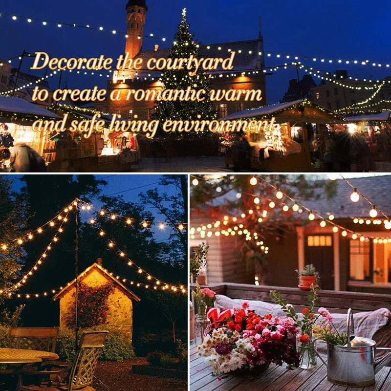 Guirlanda de Fadas Luzes da Corda Solar ao ar Solar Decoração Luzes Fio Cobre Livre Feriado Natal Globo Iluminação Corrente G45 Led 13 luzes fio cobre luzes da corda solar