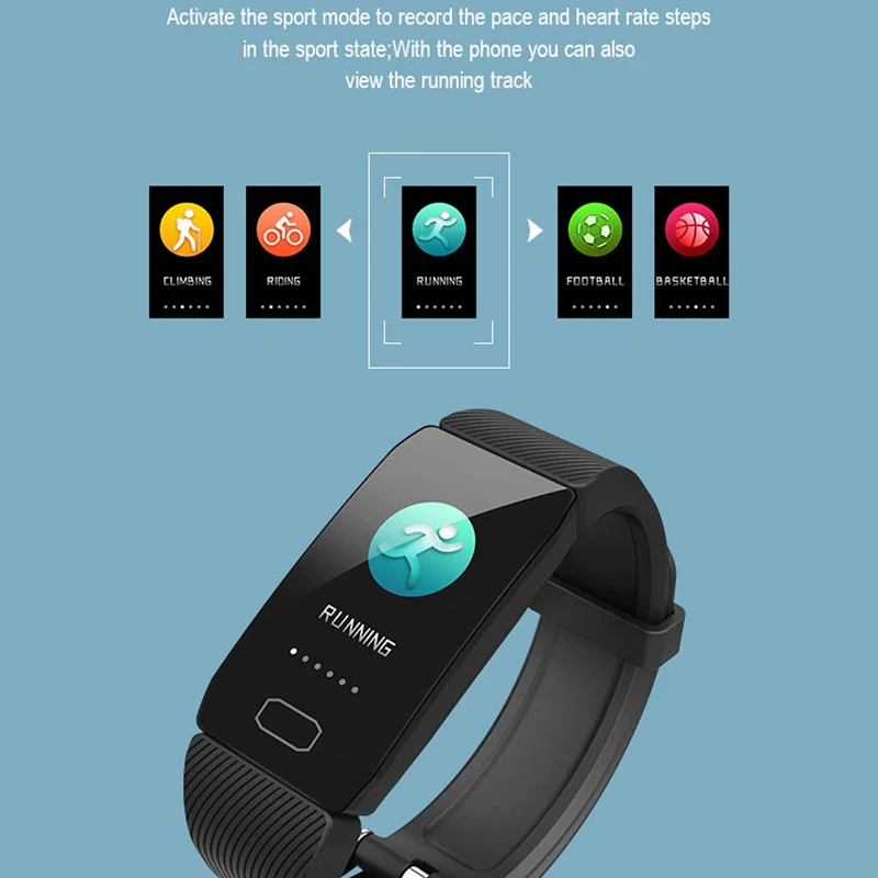  Fitness Bracelet Blood Pressure 1.14'' Screen Fitness Tracker Smart Watch Waterproof Smart Wristban - 4000243286184