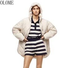 Olome ZA Women Beige Oversize Long Hood Parkas 2021 Jacket Autumn Winter Long Sleeve Buttons Pockets Female Warm Coat