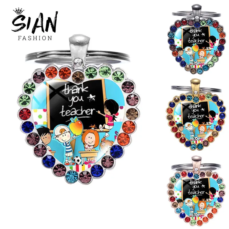 Брелок стразы из стекла с кабошоном в виде капли воды цитатами учителя