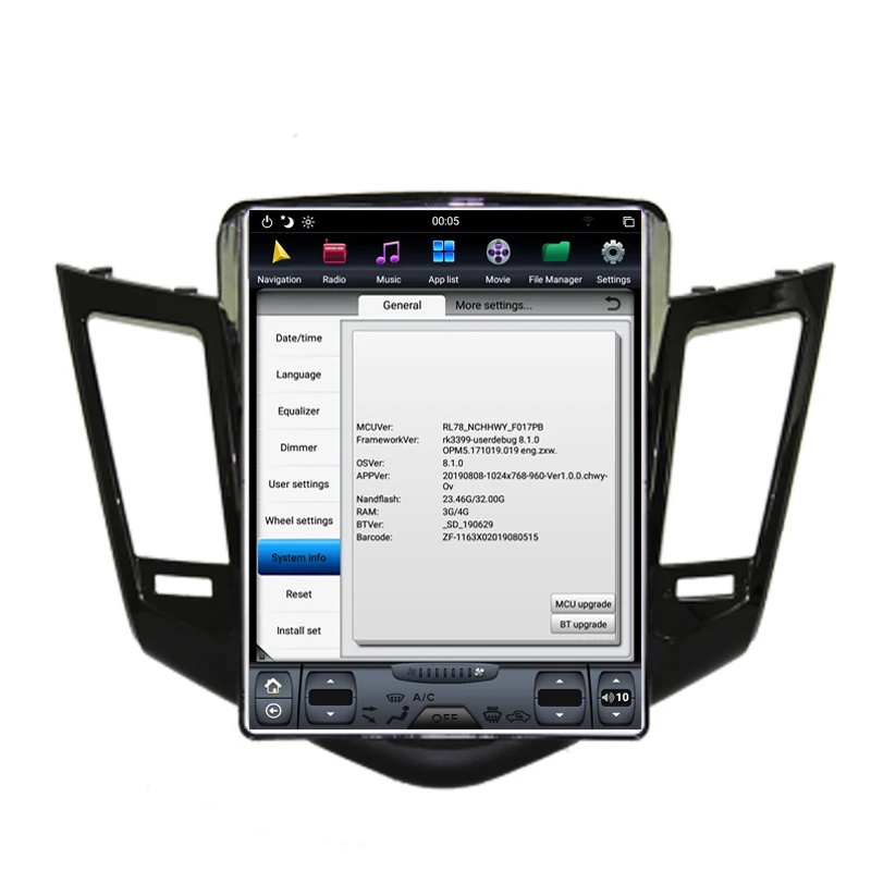 Clearance NAVITOPIA 10.4inch 4G+64GB Tesla Style Vertical Screen Android 8.1 Car DVD GPS Navigation for Chevrolet Cruze 2008-2015 5