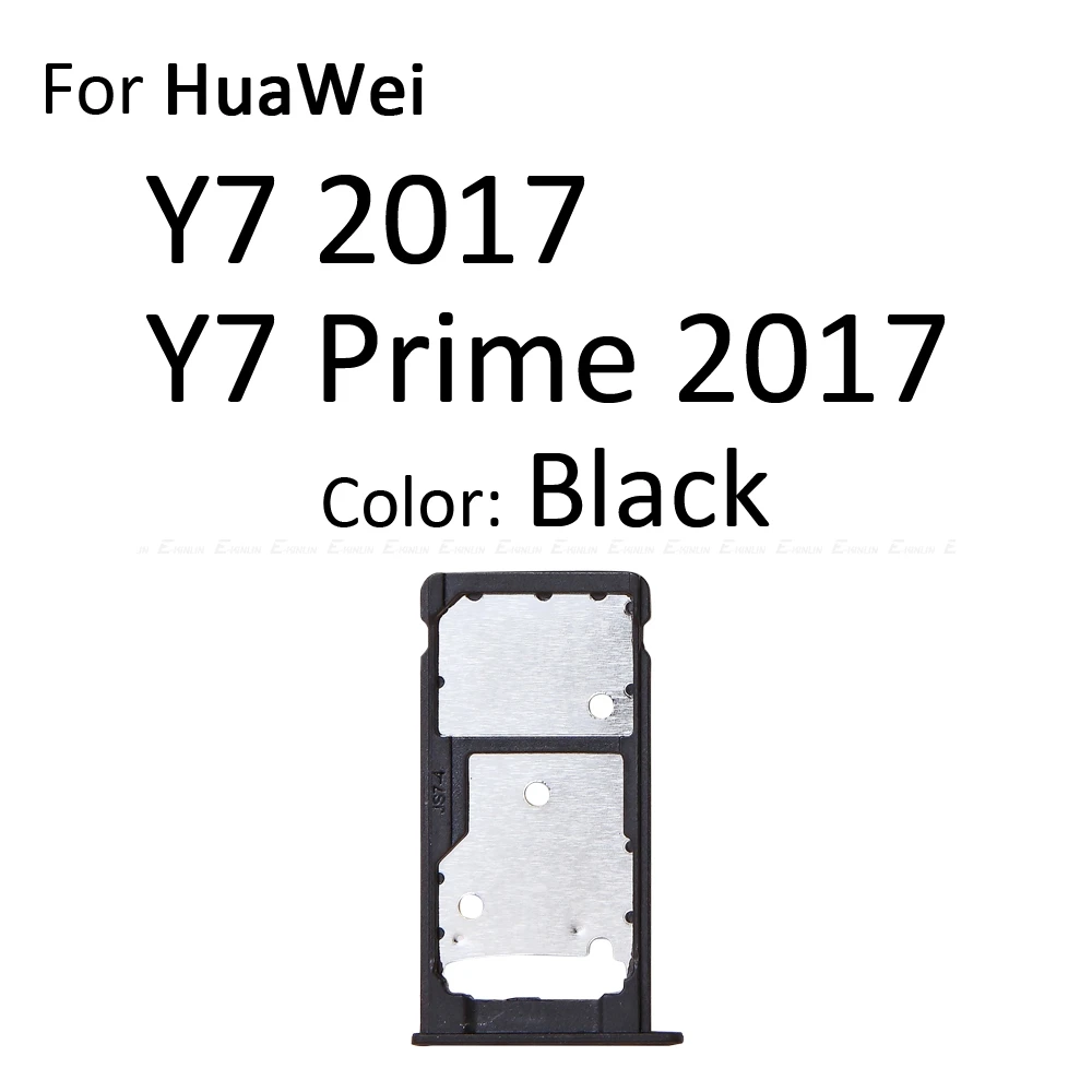 Микро-SD sim-карта слот, разъем для лотка адаптер Коннектор кард-ридера для Huawei Y7 Prime контейнер держатель Запчасти для авто - Цвет: For Y7 2017 Black
