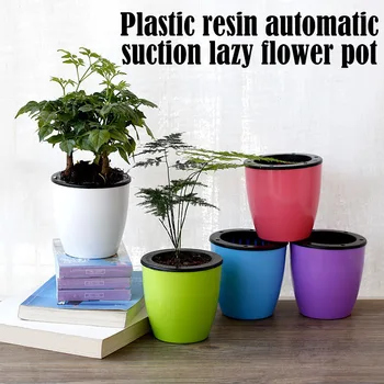 

Plastic Resin Automatic Self Watering Flower Plants Pot Garden Indoor Home Decoration Gardening Flower Pots for Potted Plant
