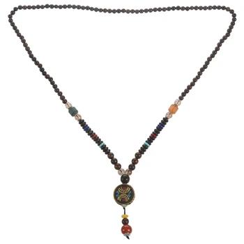 

Handmade Ethnic Style Wooden Beads Sweater Chain Nepal Beads Accessories Literary Necklace Round Pendant