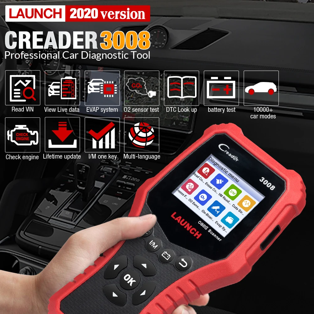 LAUNCH Creader CR3008 Auto OBD2 EOBD сканер кода неисправности двигателя автомобиля PK NT301 kw850