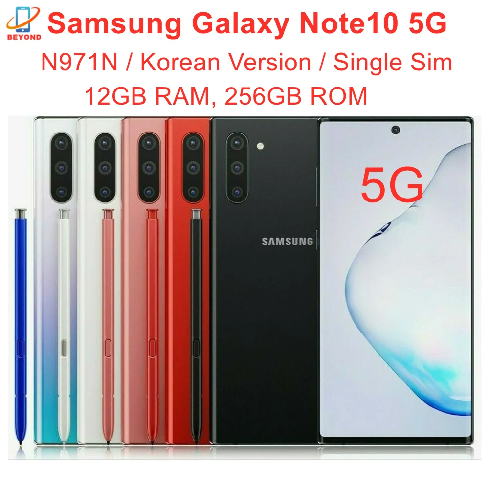 Samsung Galaxy Note10 Note 10 5G N971N 6.3" 256GB ROM 12GB RAM Octa Core NFC Exynos 9825 Triple Camera Original Mobile Phone refurbished iphone xr
