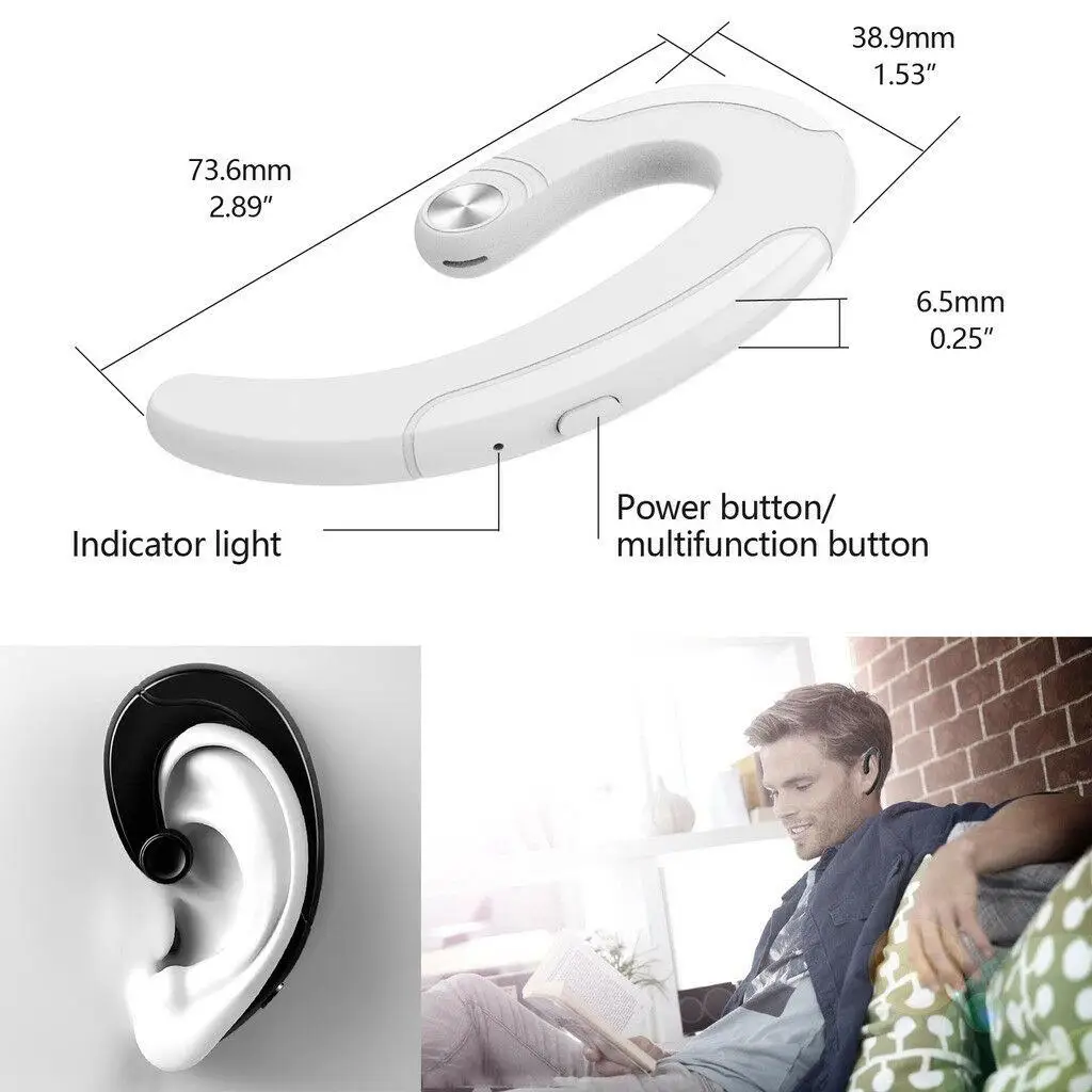 Noise Cancelling Wireless Bluetooth Headphone Sport Earphone Handsfree with Microphone for iPhone Android Cell Phones