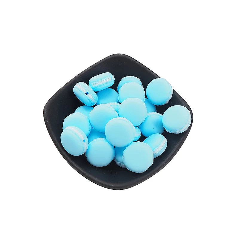 Blue Chenkai, 10 шт., не содержит бисфенол, макарон, силиконовые прорезыватели, бусины, силиконовые, Мультяшные, прорезыватели для зубов, для самостоятельного ухода, ожерелье, соска, цепочка, подарок - Цвет: Blue
