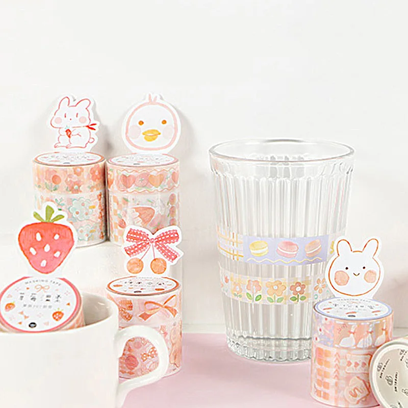 2 шт./компл. декоративная клейкая лента Kawaii фрукты лента Washi симпатичная Маскировка ленты для наклейки Скрапбукинг DIY раздатчик канцелярской ленты