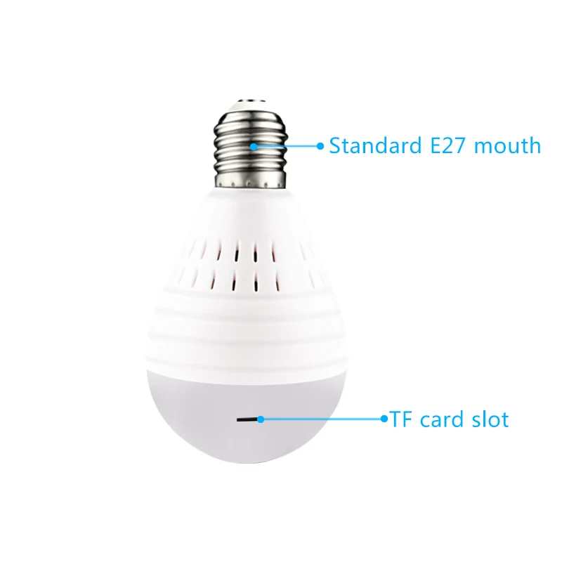 Wifi IP Mini Bulb Lamp Camera HD Home Security Wireless Cam Panoramic FishEye 360 Degree Night Vision Camcorder Support TF Card