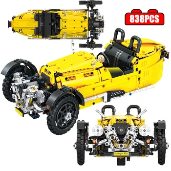 

City yellow Three Wheeled Classic Cars Truck Building Blocks Technic Model Convertible Car Bricks Toys for Children