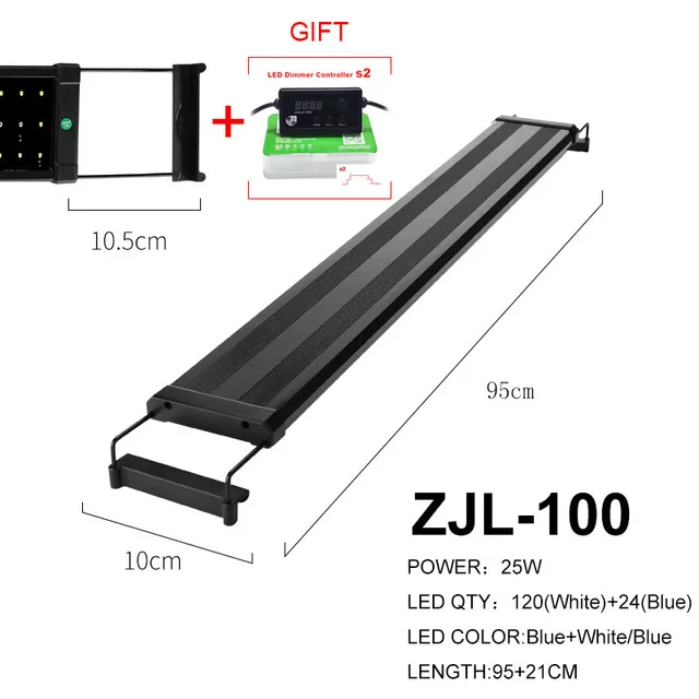 95-116 см светодиодный светильник для аквариума освещение для аквариума лампа с выдвижной Кронштейн подходит для аквариума - Цвет: ZJL-100 and Gift