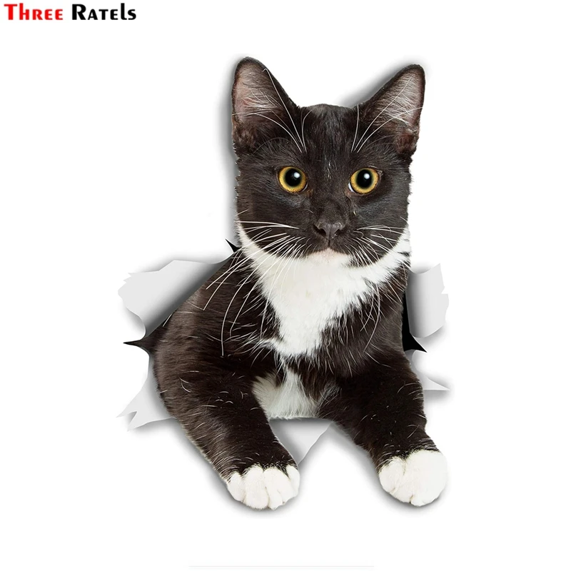 Три Ratels 3D 1093 черно-белая Кошка наклейки с котенком для отдыха костюм-смокинг