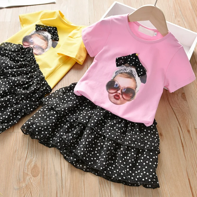 black skirt with pink top