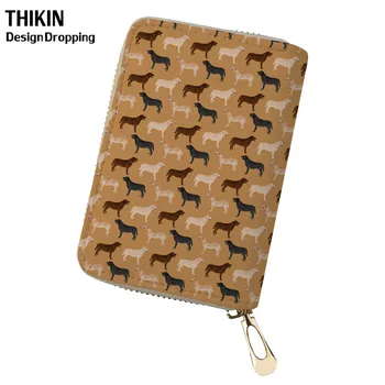 

THIKIN Women Labrador Printing Business Card Holders For Credit Card Covers Ladies PU Leather Passport Travel Cover Females