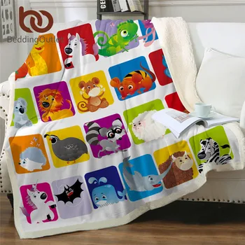 

BeddingOutlet Animal Alphabet Throw Blanket Kids Educational Cartoon Bed Blanket Funny Sherpa Blanket Colorful Plush Bedspread