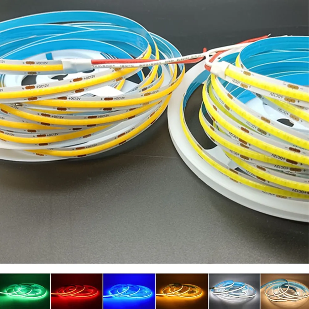 

COB Strip Light High Density Flexible FOB 384/528 LEDs/m Led Lights Tape Warm/Nature/Cool White Linear Dimmable DC12V/24V