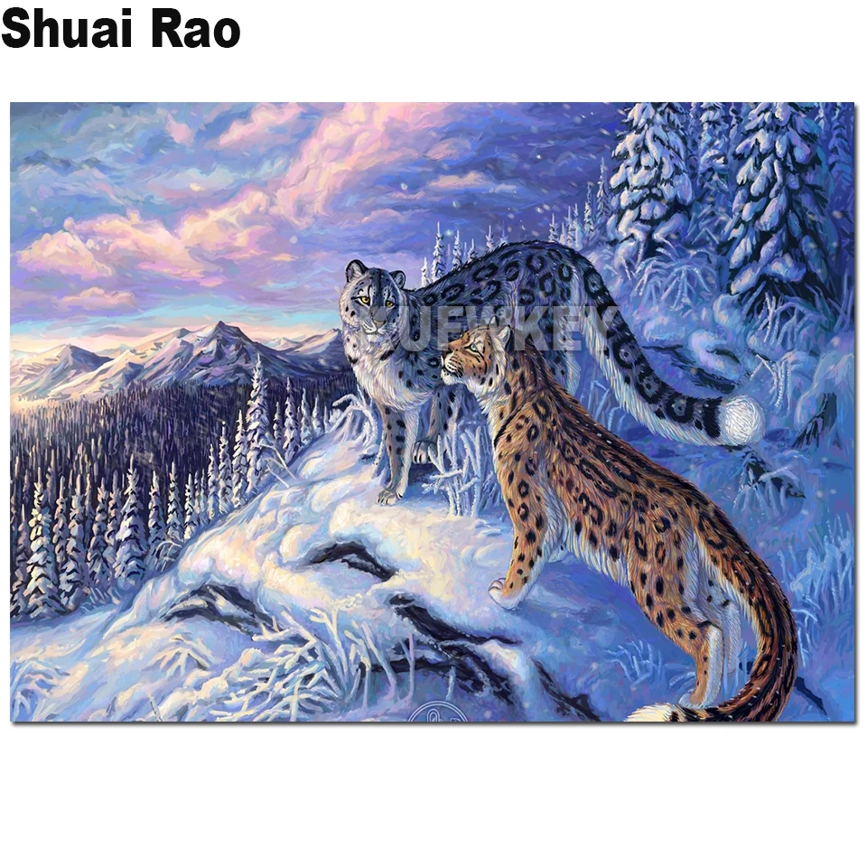 Snow Leopard diamond painting full square round 5 d diy diamond
