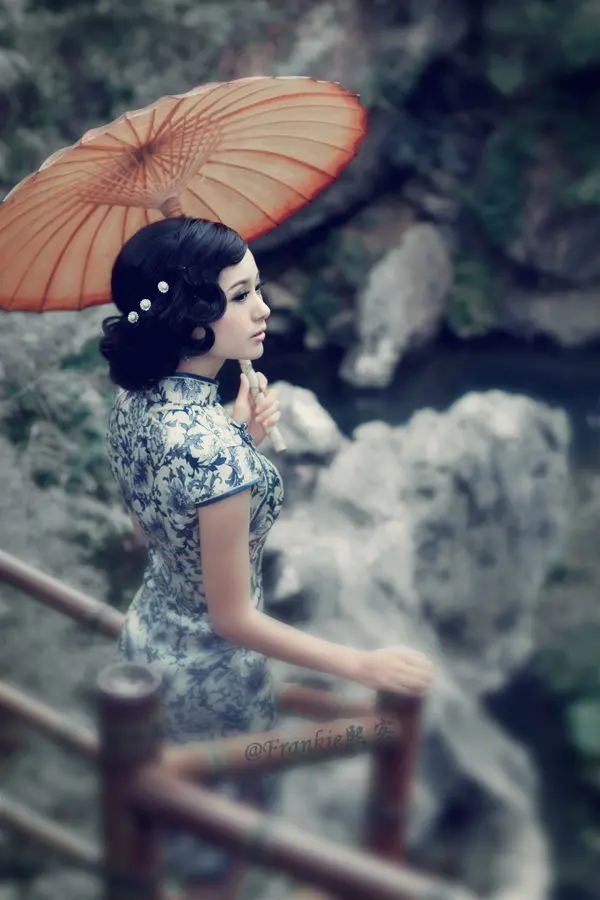 Традиционное китайское платье для женщин голубое и белое Cheongsam женское хлопковое Cheong-sam винтажное мини платье Ципао