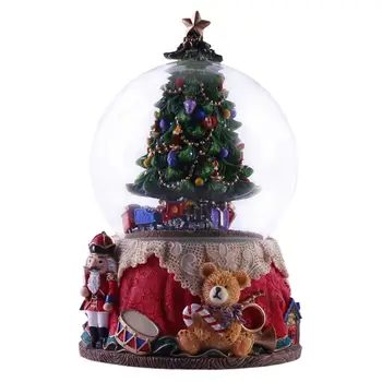 

1 Crystal Ball Music Box Durable Creative Practical Desktop Ornament Christmas Music Box Xmas Tree Music Box for Store Shop Home