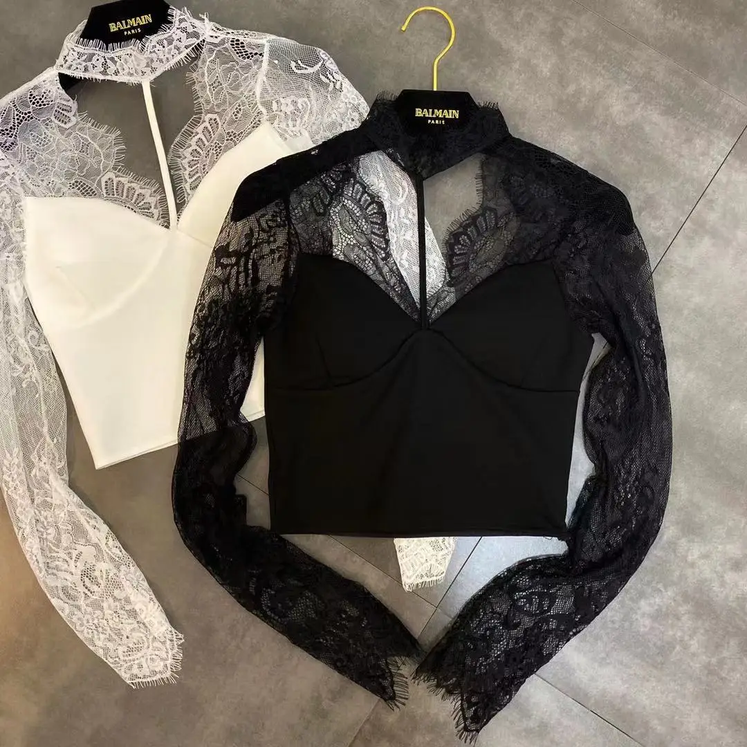 Сетчатый красный с новым весенним 2020 кружевным украшением трехмерная грудь