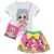 Hot LoL Girls Clothes Sets Summer Lol doll short sleeve top+Bow cartoon print skirt+Bag 3-piece kids Детская одежда костюм