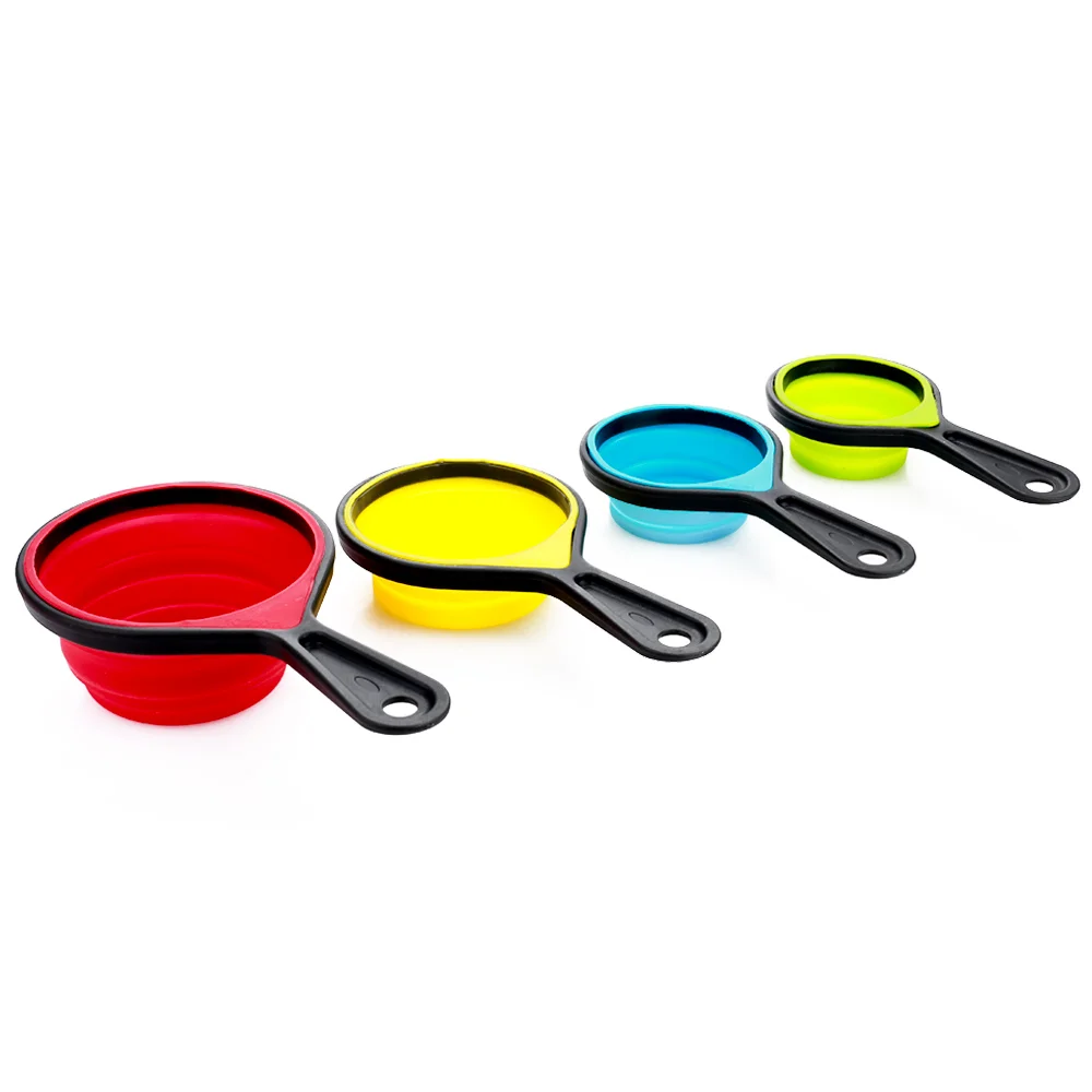 Прочный Портативный 4 шт./компл. силиконовые повар пекарь Инструменты Складная кружка мерные стаканы ложки складной мешок питьевой торт